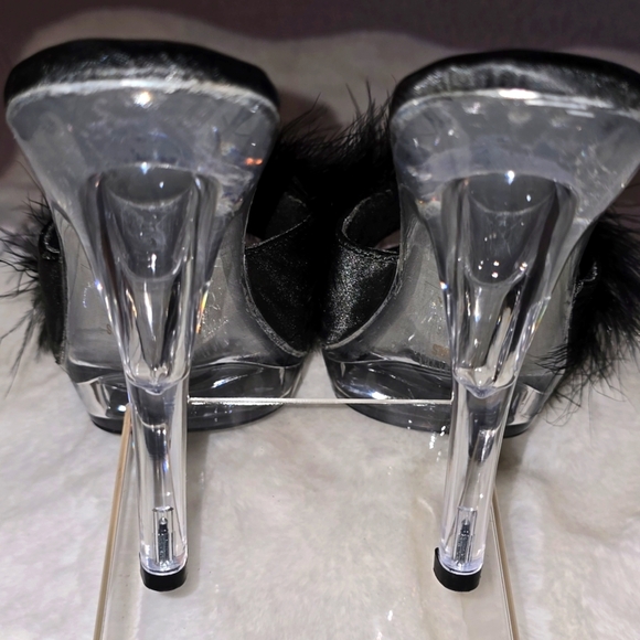 Elle Elegant Black Feathered Women's Heels - Picture 5 of 7